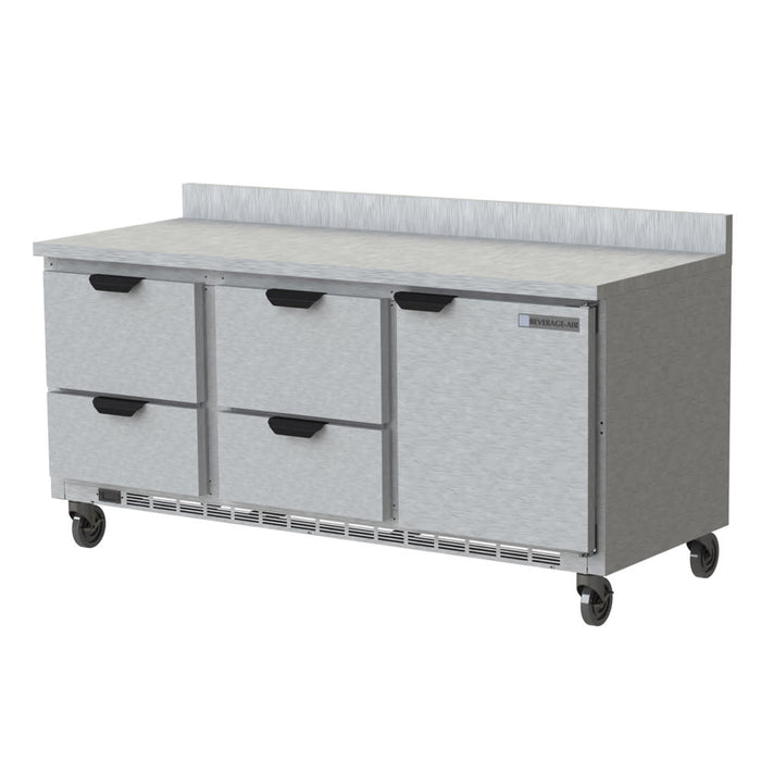 Beverage-Air WTRD72AHC-4-FIP 72" Worktop Refrigerator w/ (3) Section, 115v-cityfoodequipment.com