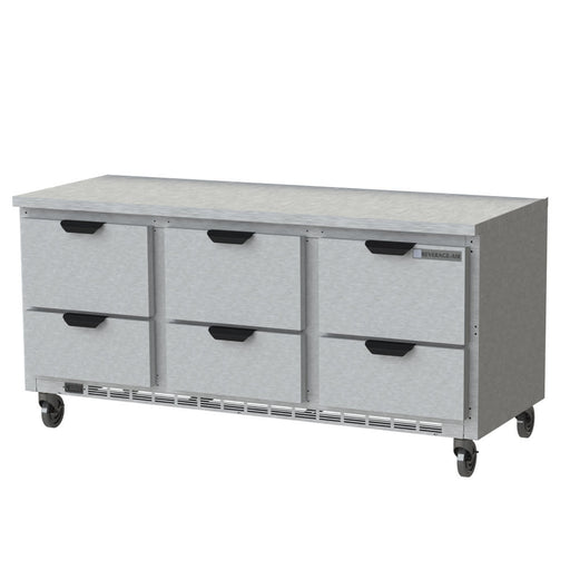Beverage-Air WTRD72AHC-6-FLT 72" Worktop Refrigerator w/ (3) Section, 115v-cityfoodequipment.com