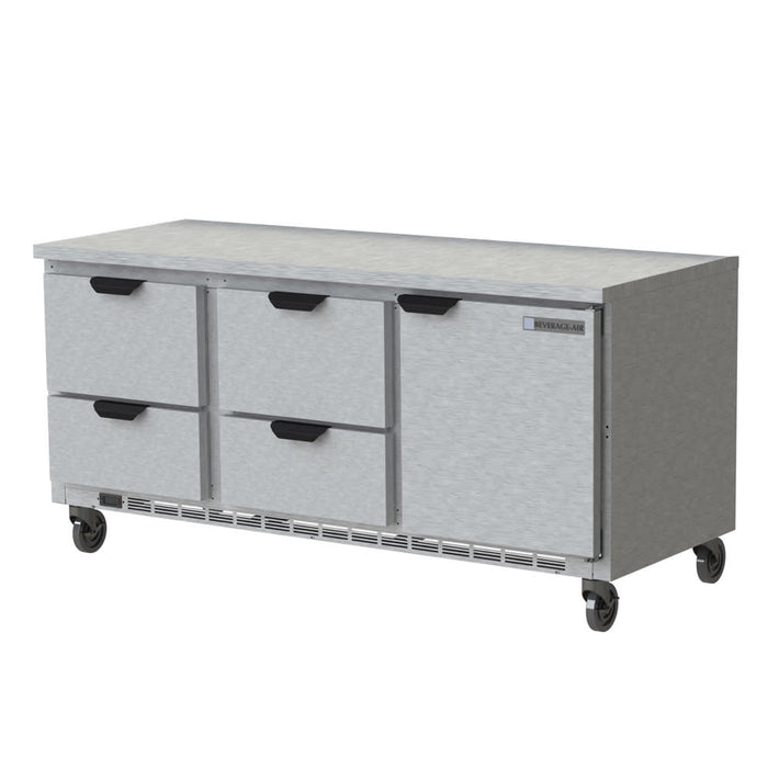 Beverage-Air WTRD72AHC-4-FLT 72" Worktop Refrigerator w/ (3) Section, 115v-cityfoodequipment.com