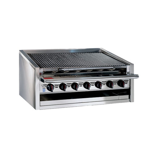 Bakers Pride L-24RS-R 24" Countertop Gas Charbroiler W/ Cast Iron Radiants - (4) Burners, Natural Gas-cityfoodequipment.com