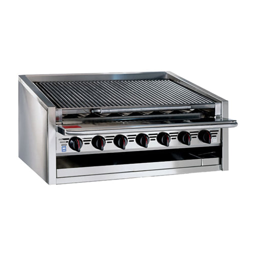 Bakers Pride L-24RS-C 24" Countertop Gas Charbroiler W/ Coal Radiants - (4) Burners, Natural Gas-cityfoodequipment.com