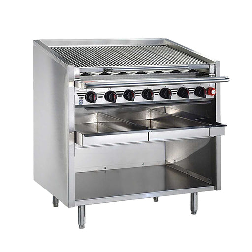 Bakers Pride F-24RS 24" Floor Model Gas Charbroiler w/ Stainless Steel Radiants - (4) Burners, Liquid Propane-cityfoodequipment.com