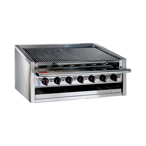 Bakers Pride L-36RS 36" Countertop Gas Charbroiler W/ Stainless Steel Radiants - (7) Burners, Natural Gas-cityfoodequipment.com