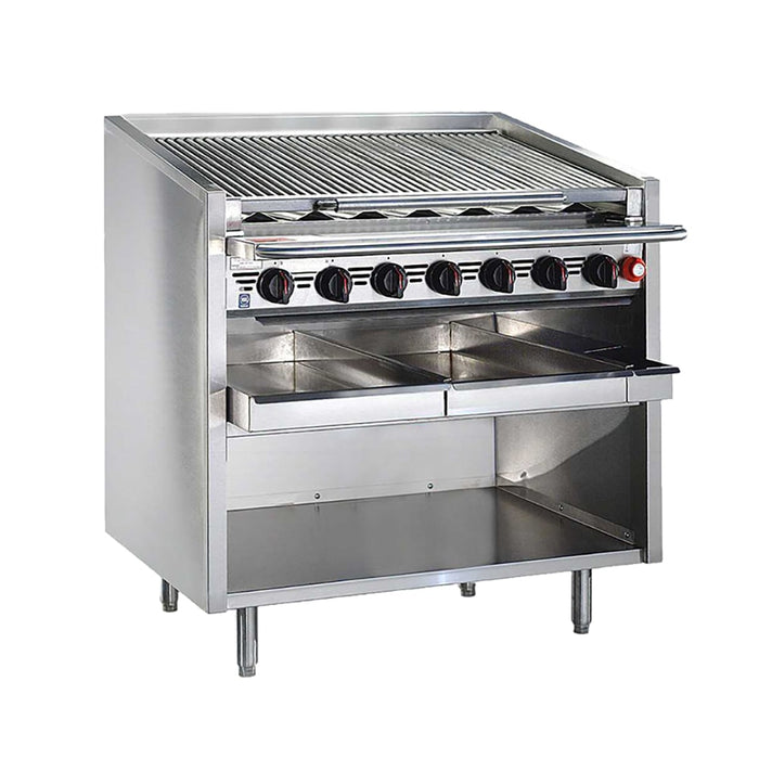 Bakers Pride F-24RS-R 24" Floor Model Gas Charbroiler w/ Cast Iron Radiants - (4) Burners, Liquid Propane-cityfoodequipment.com