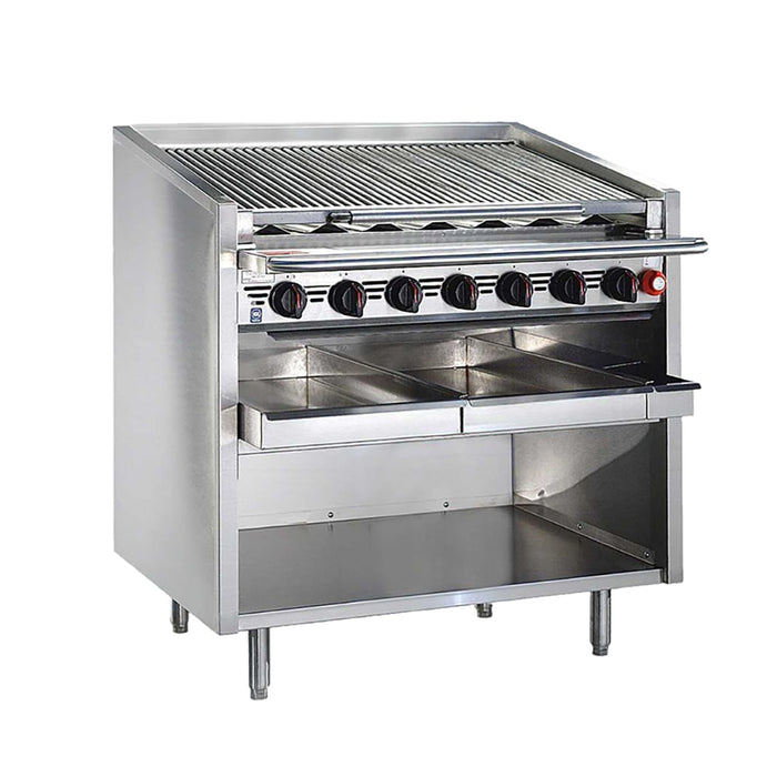 Bakers Pride F-24RS-R 24" Floor Model Gas Charbroiler w/ Cast Iron Radiants - (4) Burners, Natural Gas-cityfoodequipment.com