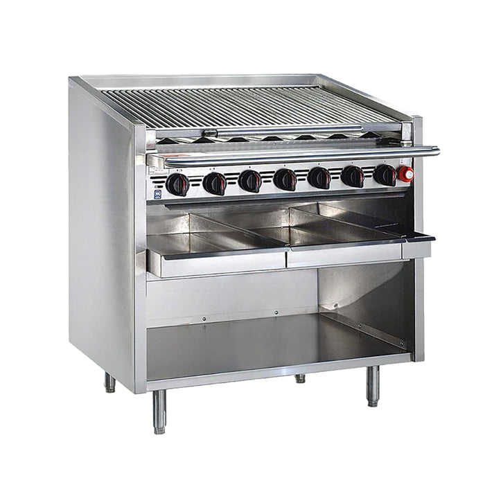Bakers Pride F-24RS-C 24" Floor Model Gas Charbroiler w/ Coal Radiants - (4) Burners, Natural Gas-cityfoodequipment.com