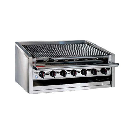 Bakers Pride L-36RS-C 36" Countertop Gas Charbroiler W/ Coal Radiants - (7) Burners, Liquid Propane-cityfoodequipment.com
