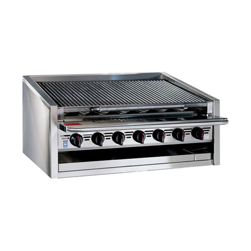 Bakers Pride L-48RS 48" Countertop Gas Charbroiler W/ Stainless Steel Radiants - (10) Burners, Liquid Propane-cityfoodequipment.com
