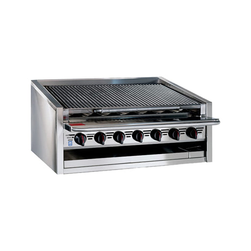 Bakers Pride L-48RS-R 48" Countertop Gas Charbroiler w/ Cast Iron Radiants - (10) Burners, Natural Gas-cityfoodequipment.com