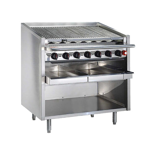 Bakers Pride F-36RS 36" Floor Model Gas Charbroiler w/ Stainless Steel Radiants - (7) Burners, Liquid Propane-cityfoodequipment.com