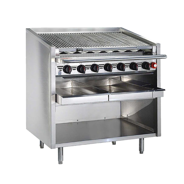 Bakers Pride F-36RS 36" Floor Model Gas Charbroiler w/ Stainless Steel Radiants - (7) Burners, Liquid Propane-cityfoodequipment.com