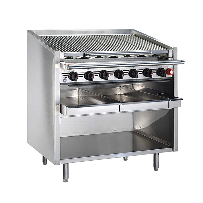 Bakers Pride F-36RS 36" Floor Model Gas Charbroiler w/ Stainless Steel Radiants - (7) Burners, Natural Gas-cityfoodequipment.com