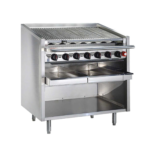 Bakers Pride F-36RS-R 36" Floor Model Gas Charbroiler w/ Cast Iron Radiants - (7) Burners, Natural Gas-cityfoodequipment.com