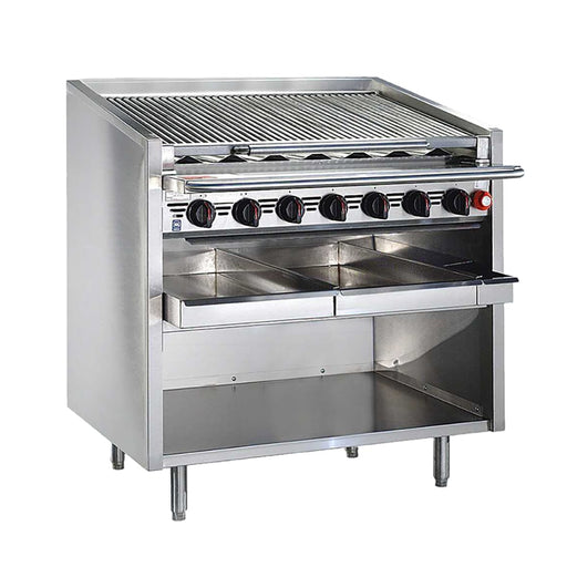 Bakers Pride F-36RS-C 36" Floor Model Gas Charbroiler w/ Coal Radiants - (7) Burners, Liquid Propane-cityfoodequipment.com