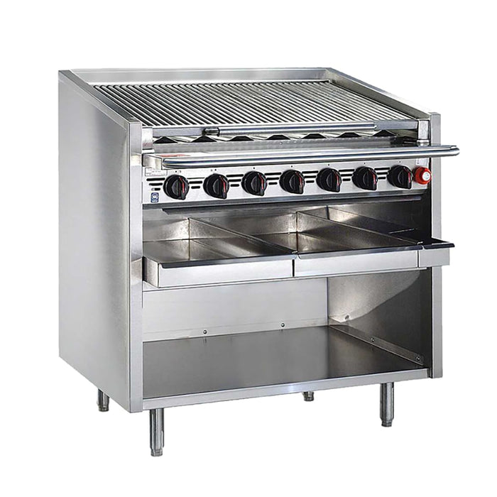 Bakers Pride F-36RS-C 36" Floor Model Gas Charbroiler w/ Coal Radiants - (7) Burners, Liquid Propane-cityfoodequipment.com