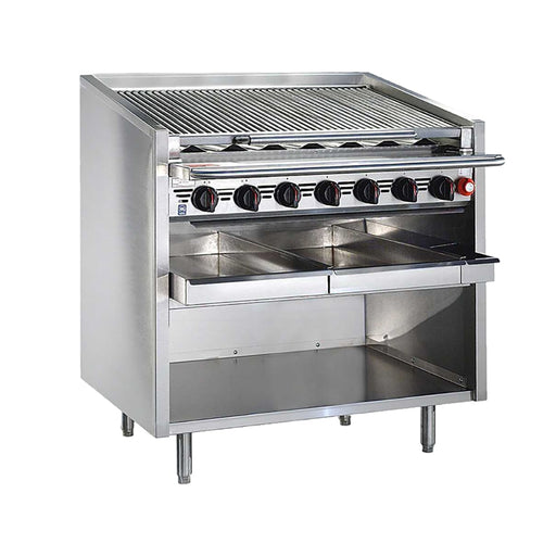 Bakers Pride F-36RS-C 36" Floor Model Gas Charbroiler w/ Coal Radiants - (7) Burners, Natural Gas-cityfoodequipment.com