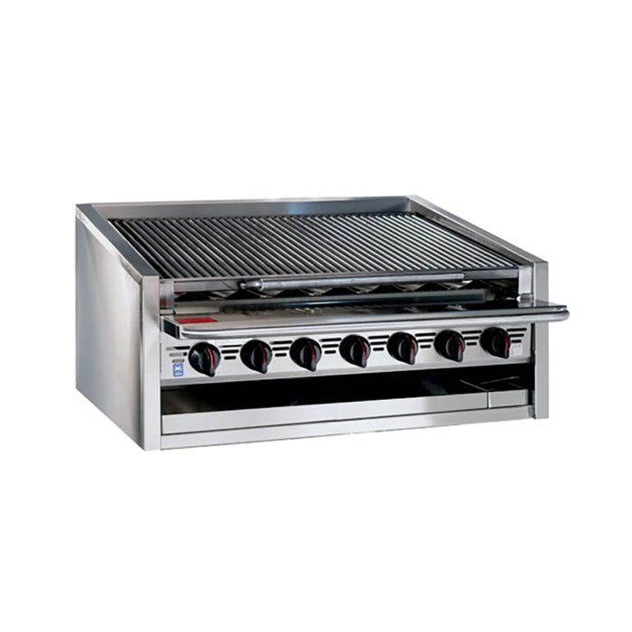Bakers Pride L-60RS-R 60" Countertop Gas Charbroiler W/ Cast Iron Radiants - (13) Burners, Liquid Propane-cityfoodequipment.com
