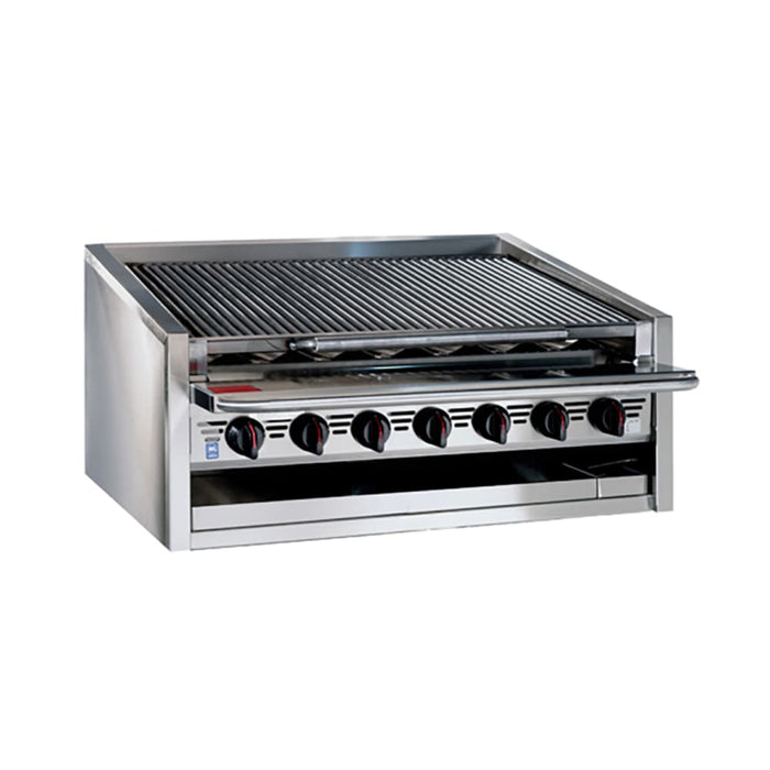Bakers Pride L-60RS-R 60" Countertop Gas Charbroiler W/ Cast Iron Radiants - (13) Burners, Natural Gas-cityfoodequipment.com