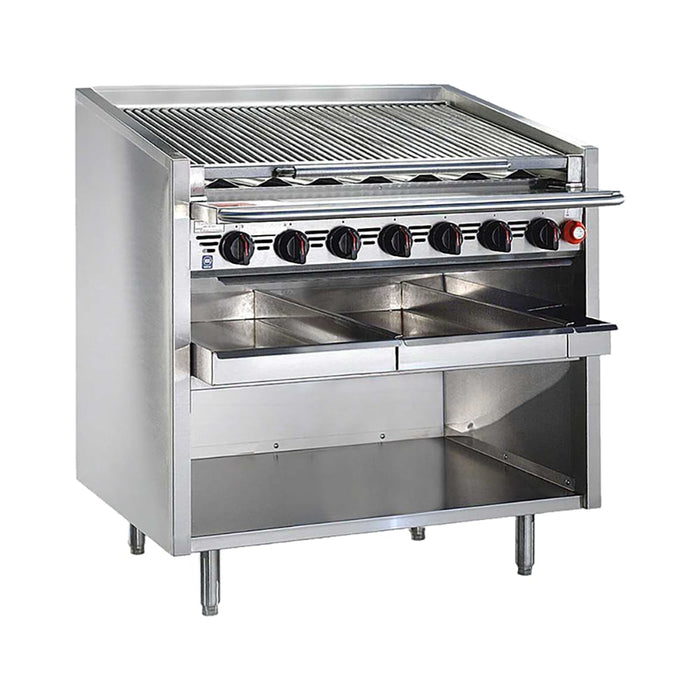Bakers Pride F-48RS 48" Floor Model Gas Charbroiler w/ Stainless Steel Radiants - (10) Burners, Natural Gas-cityfoodequipment.com