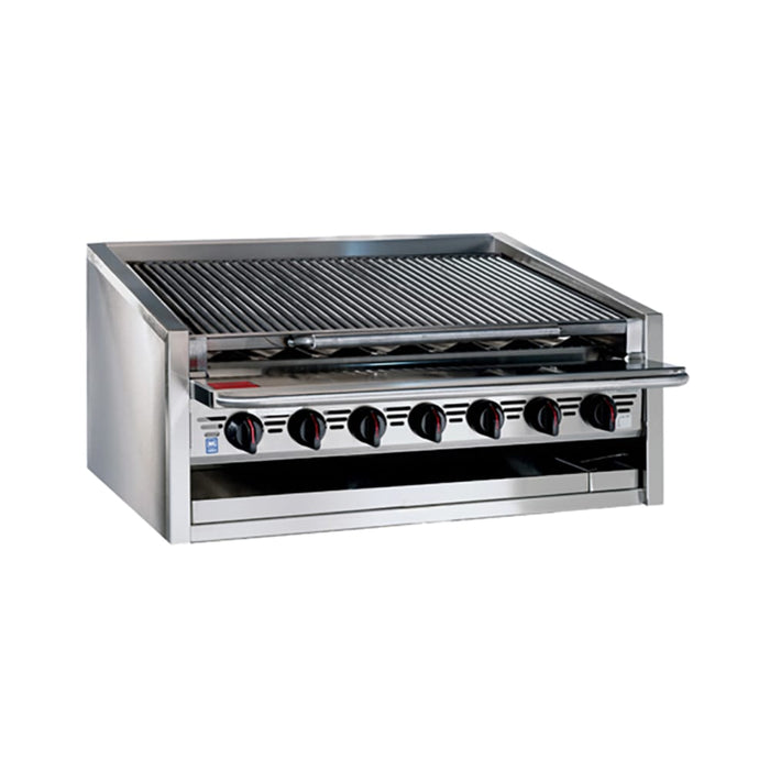 Bakers Pride L-72RS 72" Countertop Gas Charbroiler W/ Stainless Steel Radiants - (16) Burners, Liquid Propane-cityfoodequipment.com