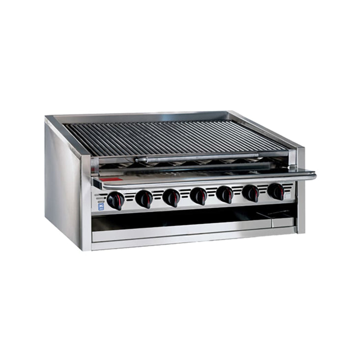 Bakers Pride L-72RS 72" Countertop Gas Charbroiler W/ Stainless Steel Radiants - (16) Burners, Natural Gas-cityfoodequipment.com