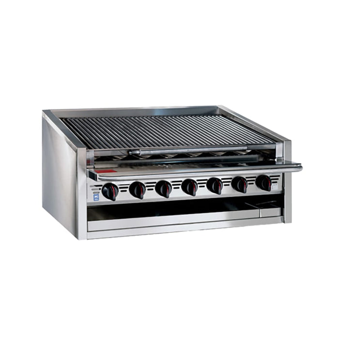 Bakers Pride L-72RS-C 72" Countertop Gas Charbroiler w/ Coal Radiants - (16) Burners, Liquid Propane-cityfoodequipment.com