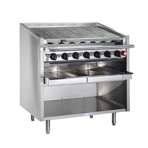 Bakers Pride F-48RS-C 48" Floor Model Gas Charbroiler w/ Coal Radiants - (10) Burners, Liquid Propane-cityfoodequipment.com