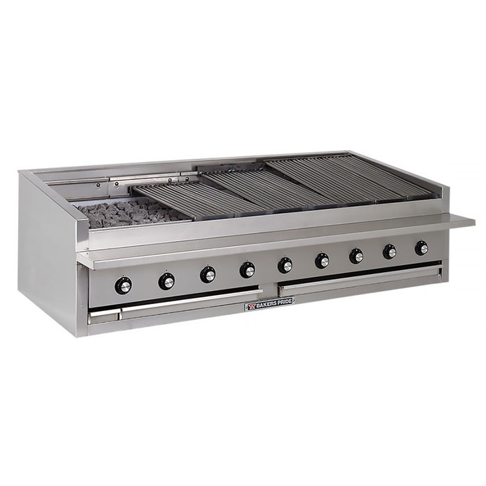 Bakers Pride L-72RS-R 72" Countertop Gas Charbroiler W/ Cast Iron Radiants - (16) Burners, Natural Gas-cityfoodequipment.com
