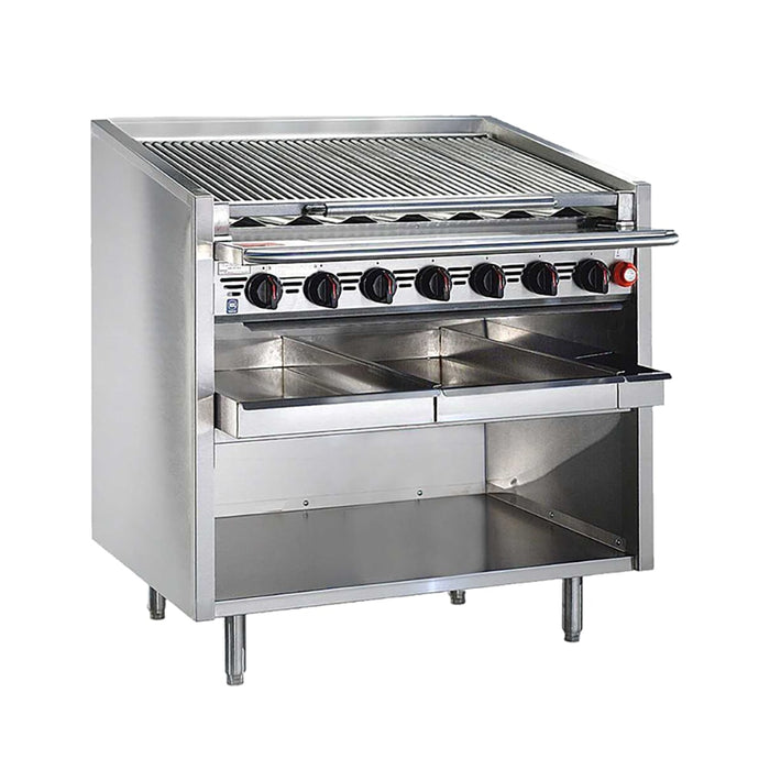 Bakers Pride F-60RS 60" Floor Model Gas Charbroiler w/ Stainless Steel Radiants - (13) Burners, Natural Gas-cityfoodequipment.com