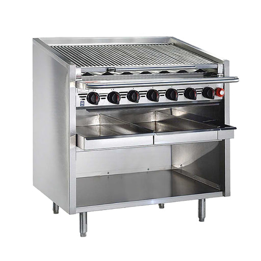 Bakers Pride F-60RS-R 60" Floor Model Gas Charbroiler W/ Cast Iron Radiants - (13) Burners, Liquid Propane-cityfoodequipment.com