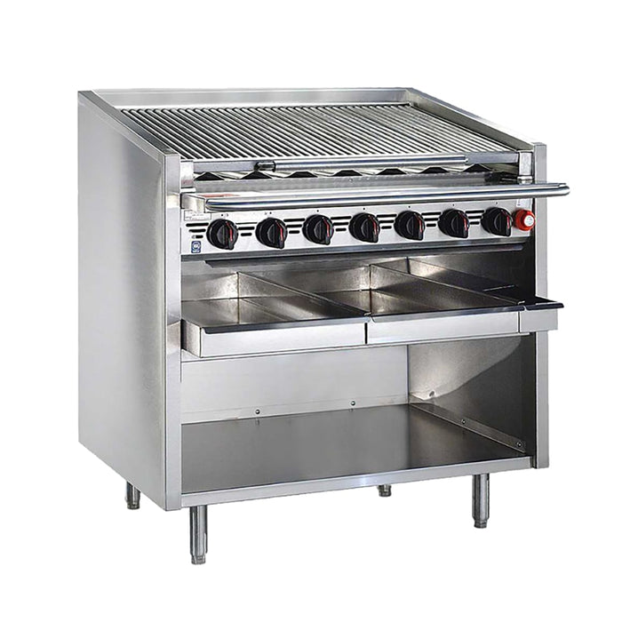 Bakers Pride F-60RS-R 60" Floor Model Gas Charbroiler W/ Cast Iron Radiants - (13) Burners, Liquid Propane-cityfoodequipment.com