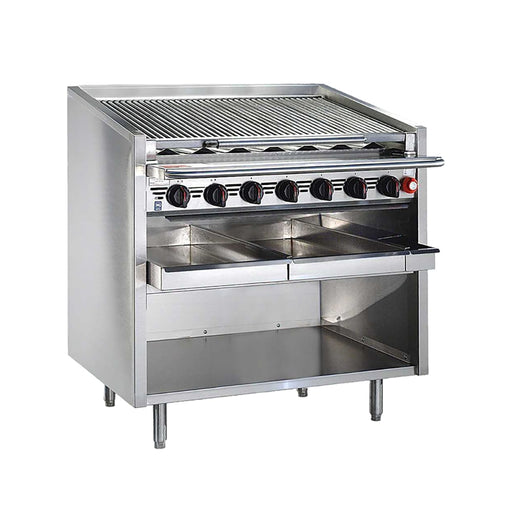 Bakers Pride F-60RS-R 60" Floor Model Gas Charbroiler W/ Cast Iron Radiants - (13) Burners, Natural Gas-cityfoodequipment.com
