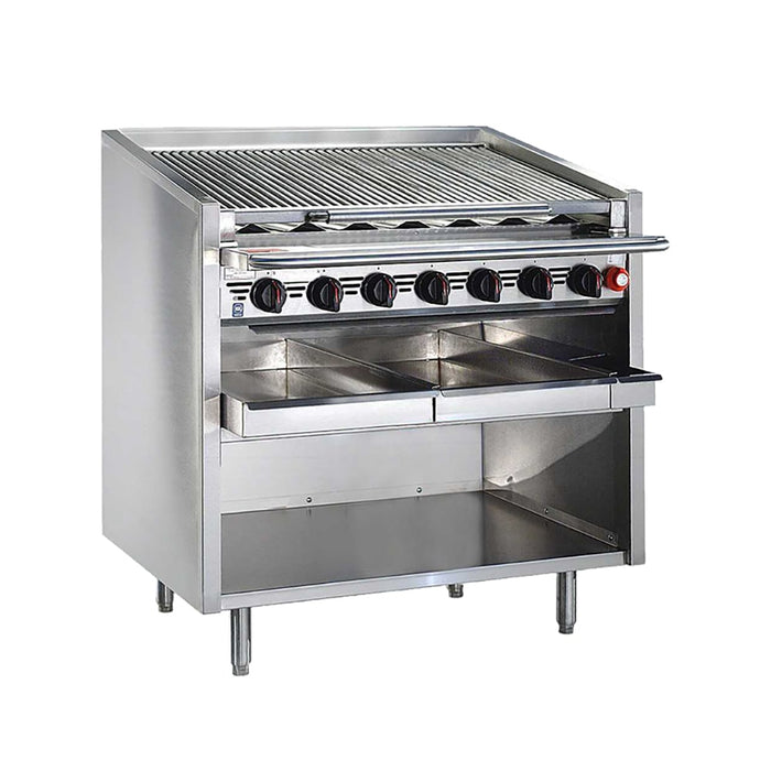 Bakers Pride F-60RS-R 60" Floor Model Gas Charbroiler W/ Cast Iron Radiants - (13) Burners, Natural Gas-cityfoodequipment.com
