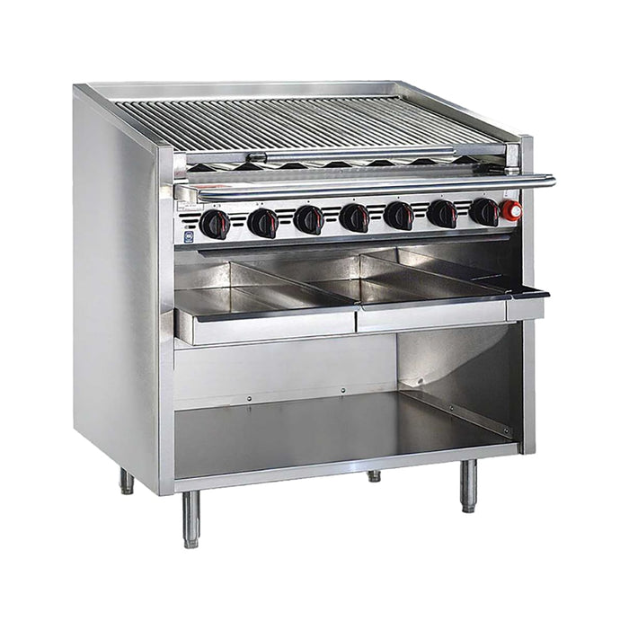 Bakers Pride F-60RS-C 60" Floor Model Gas Charbroiler w/ Coal Radiants - (13) Burners, Natural Gas-cityfoodequipment.com