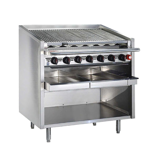 Bakers Pride F-72RS 72" Floor Model Gas Charbroiler W/ Stainless Steel Radiants - (16) Burners, Natural Gas-cityfoodequipment.com