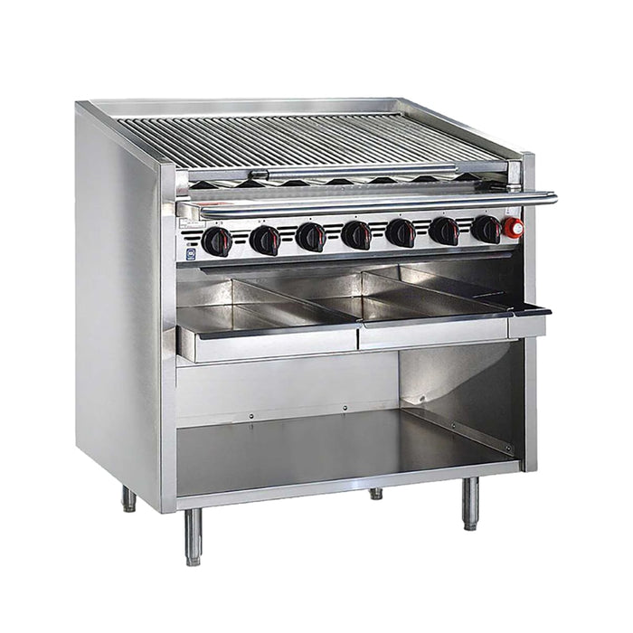 Bakers Pride F-72RS 72" Floor Model Gas Charbroiler W/ Stainless Steel Radiants - (16) Burners, Natural Gas-cityfoodequipment.com