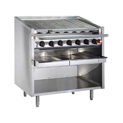 Bakers Pride F-72RS-R 72" Floor Model Gas Charbroiler W/ Cast Iron Radiants - (16) Burners, Natural Gas-cityfoodequipment.com
