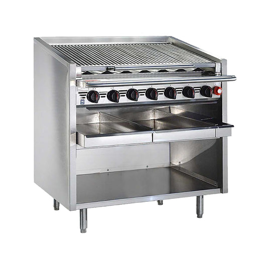 Bakers Pride F-72RS-C 72" Floor Model Gas Charbroiler W/ Coal Radiants - (16) Burners, Liquid Propane-cityfoodequipment.com