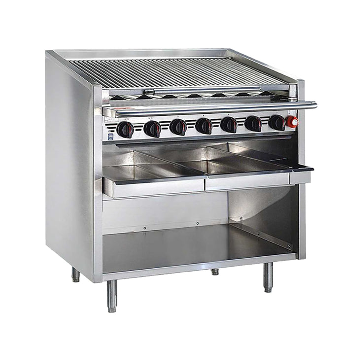 Bakers Pride F-72RS-C 72" Floor Model Gas Charbroiler W/ Coal Radiants - (16) Burners, Liquid Propane-cityfoodequipment.com