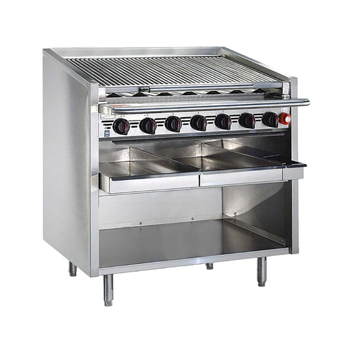 Bakers Pride F-72RS-C 72" Floor Model Gas Charbroiler W/ Coal Radiants - (16) Burners, Natural Gas-cityfoodequipment.com