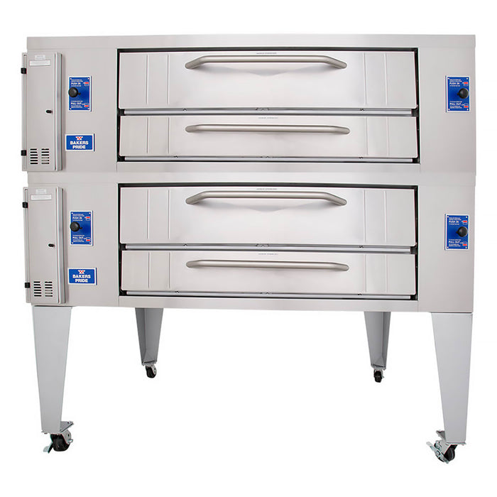 Bakers Pride Y-802BL Super Deck Floor Model Double Pizza Deck Oven - Natural Gas-cityfoodequipment.com