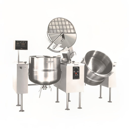 Cleveland TMKDL-150-T (2) 150 gal Steam Kettles - Power Tilt, 2/3 Jacket, Direct Steam-cityfoodequipment.com