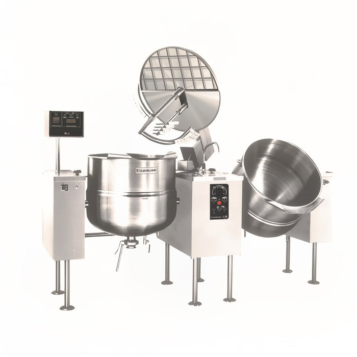 Cleveland TMKDL-80-T (2) 80 gal Steam Kettles - Power Tilt, 2/3 Jacket, Direct Steam-cityfoodequipment.com