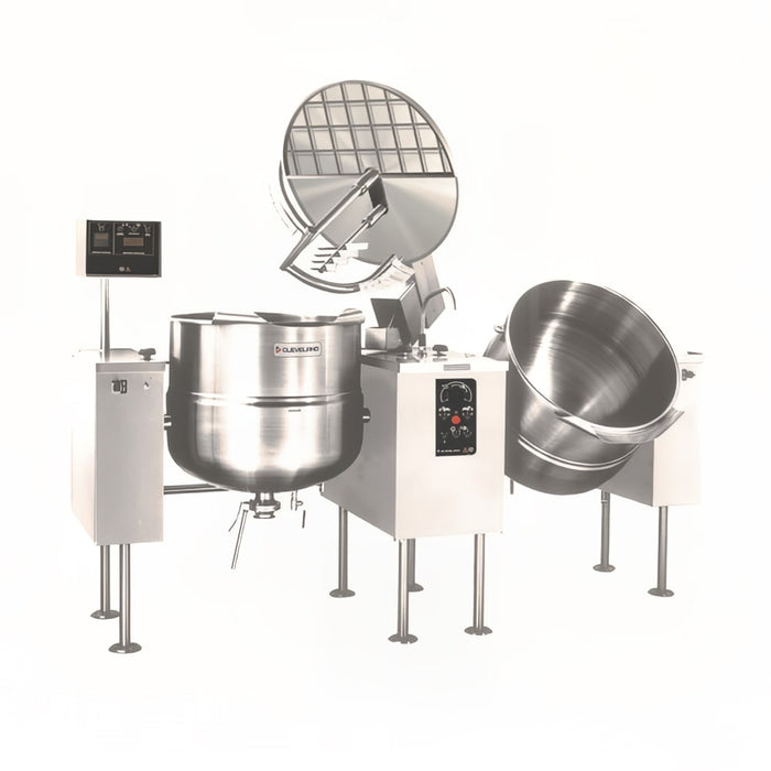 Cleveland TMKDL-125-T (2) 125 gal Steam Kettles - Power Tilt, 2/3 Jacket, Direct Steam-cityfoodequipment.com