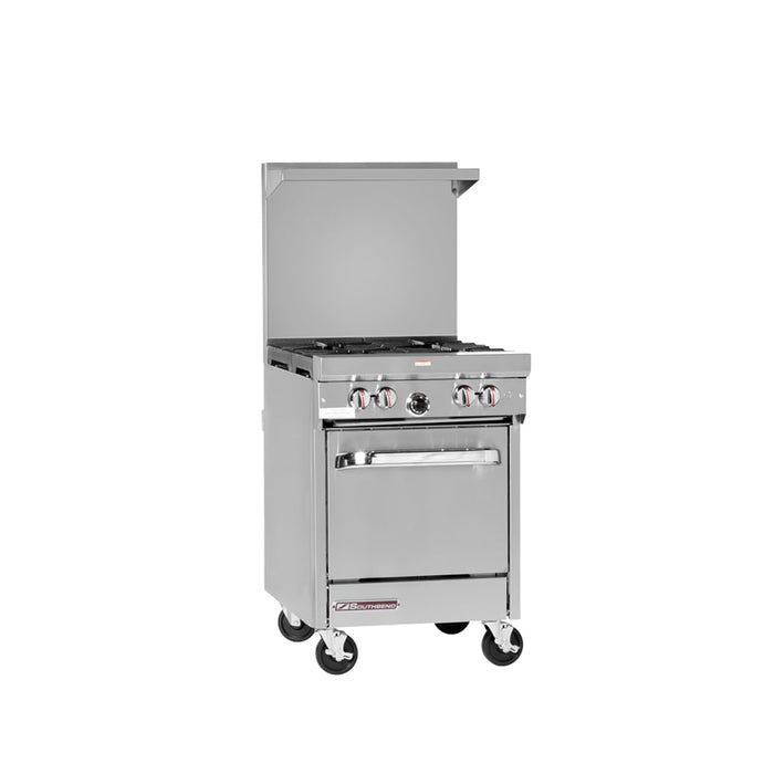 Southbend S24E 24" 4 Burner Gas Range W/ Space Saver Oven, Liquid Propane-cityfoodequipment.com