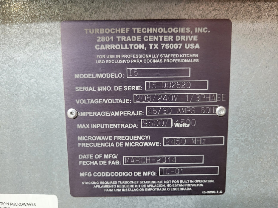 TurboChef I5 2.22 cu. ft. Ventless Rapid Cook Convection Oven, 208V, 1 Phase-cityfoodequipment.com