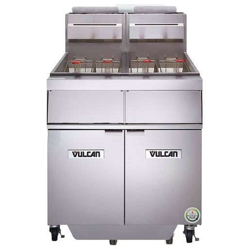 Vulcan 2GR45MF Gas Fryer - (2) 50 Lb Vats, Floor Model, Natural Gas-cityfoodequipment.com