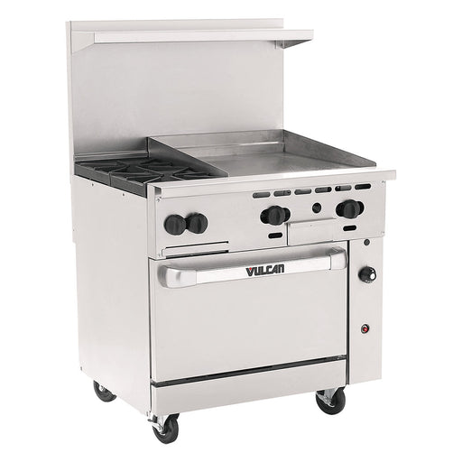 Vulcan 36C-2B24GT 36" 2 Burner Gas Range W/ Griddle & Convection Oven, Liquid Propane-cityfoodequipment.com