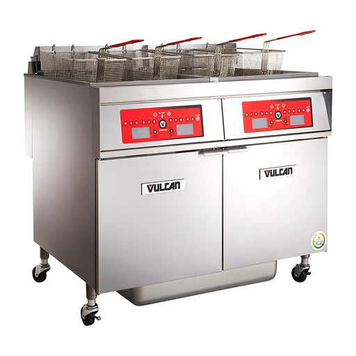 Vulcan 3VK45AF Gas Fryer - (3) 50 Lb Vats, Floor Model, Natural Gas-cityfoodequipment.com