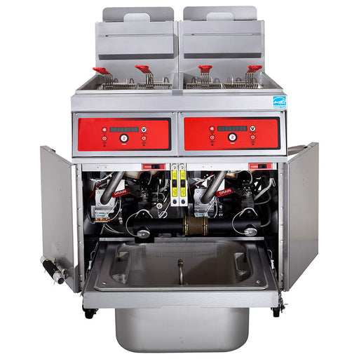 Vulcan 3VK45CF Gas Fryer - (3) 50 Lb Vats, Floor Model, Natural Gas-cityfoodequipment.com
